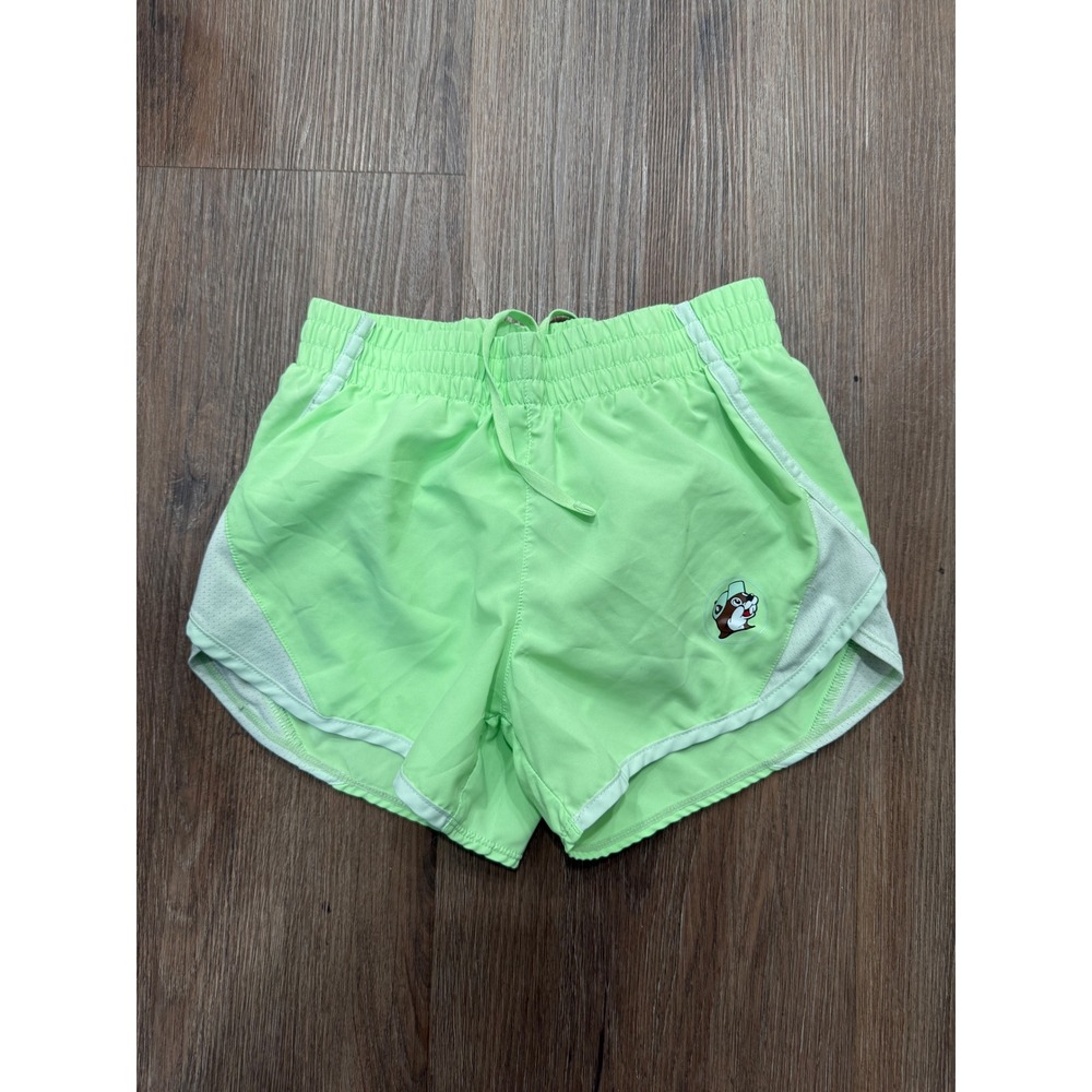 Buc-ee's Kids Youth Medium Lime Green Athletic Running Shorts Beaver Logo YM